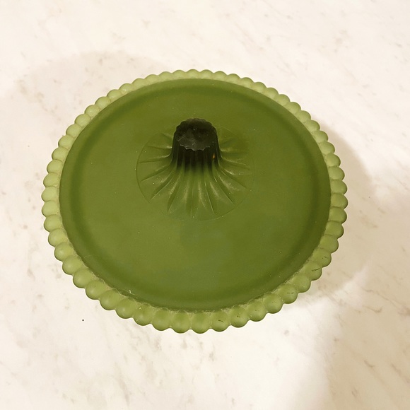 Vintage Green Frosted Glass Jar - Picture 3 of 4